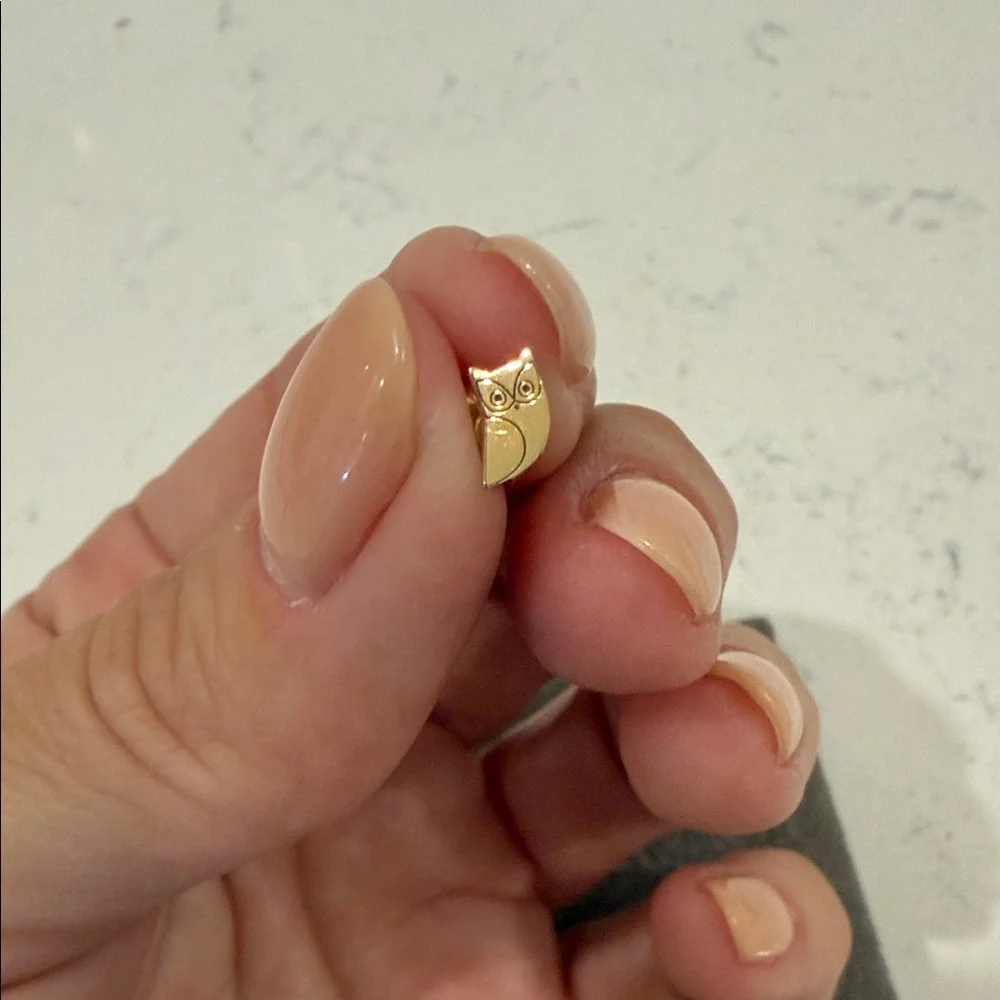 Zoë Chicco 14K Yellow Gold Itty Bitty Symbols Owl Single Stud Earring - Picture 2 of 8